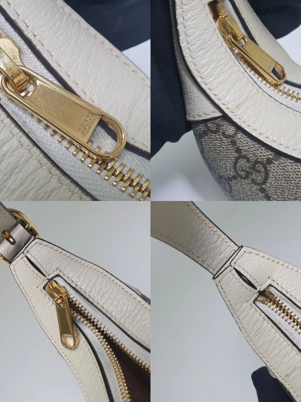 Authentic Gucci GG Canvas Mini Crescent Bag White Leather Trim Shoulder Bag - Picture 6 of 10